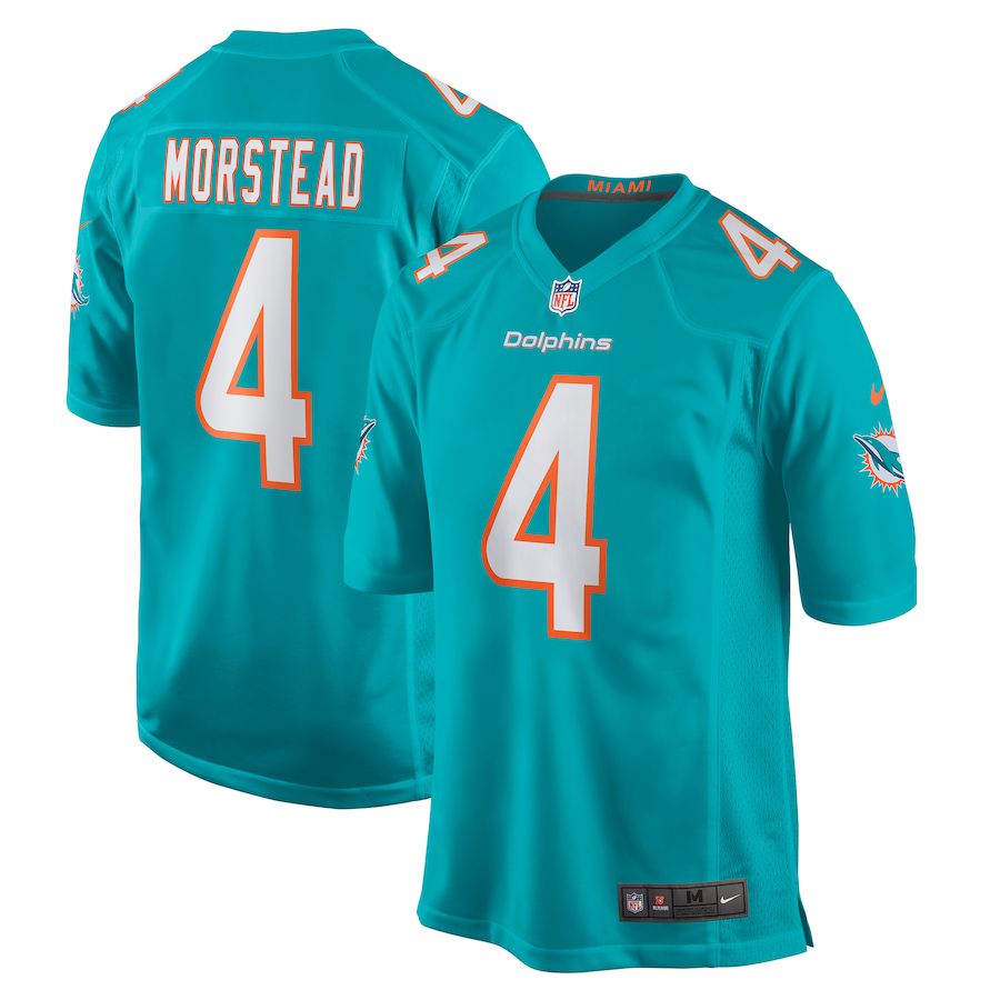 Men Miami Dolphins 4 Thomas Morstead Nike Aqua Game NFL Jersey